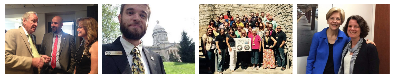 decorative images. four photos of ASC members engaging in policy work
